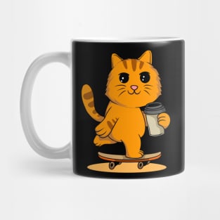 Cat on Wheels: Skating and Sipping Coffee - Energetic Tee for Cat Lovers Mug